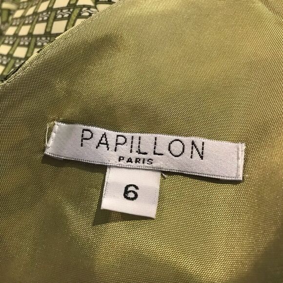 Papillon Dress Women’s Size 6 Green Geometric Sleeveless Sheath - Picture 7 of 9